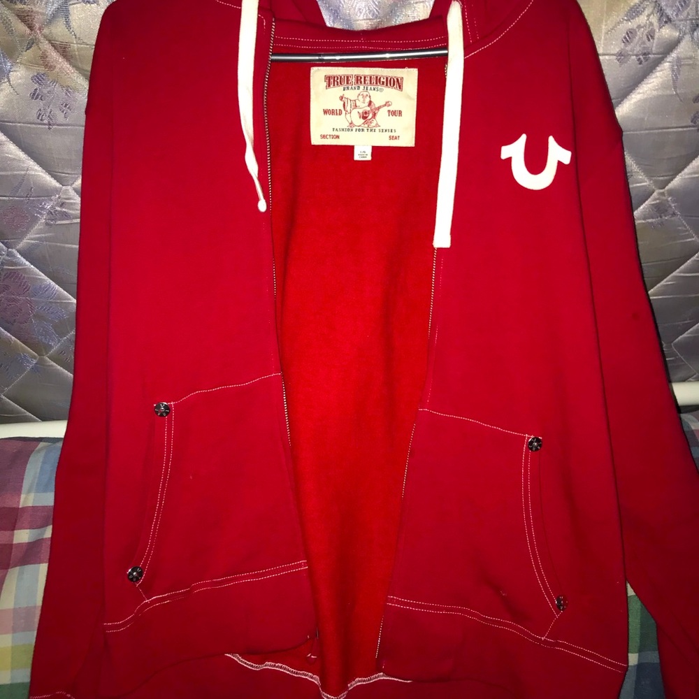 True Religion Zip Up Men’s Classic Logo Hoodie Sweatshirt size L